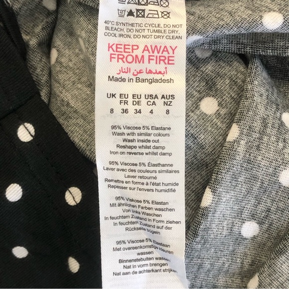 NEW! PRETTYLITTLETHING Women Black Polka Dot Print Long Sleeve Mini Dress Sz 4 - Picture 14 of 14